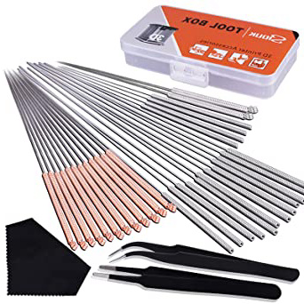 SIQUK 33 Piezas Kit de limpieza de boquillas de impresora 3D incluye 30 piezas 0.15 mm, 0.25 mm, 0.35 mm, 0.4 mm, 0.5 mm Agujas de limpieza de boquilla para impresora 3D