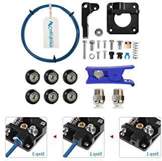 Creality Kit de impresora 3D mejorado con marco extrusora de alimentador de metal negro, Capricorn XS Bowden tubo, accesorios neumáticos y ruedas de polea para Ender 3/3 Pro/3V2/5/5 Plus/CR-10 Series