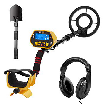 URCERI 1028 Detector de Metales, Alta Sensibilidad, 2 Modos de busca, Pantalla LCD, Modo de Sonido, Bobina de Búsqueda Sensible, Impermeable y fácil de uso para Profesionales, Auriculares Incluídos