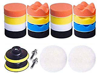 QUANHAO Esponja Pulir para Coche, Esponja pulir Coche, Adaptador Accesorio Taladro Pulidora Pulido Lana Kit Encerado para el Coche Encerado Lijado,Almohadilla de Pulido (22 pcs)