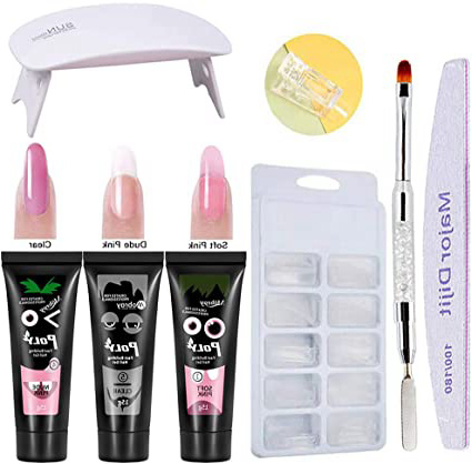 poly gel nails kit,Anself Poly Gel 3 colores de manicura de secado rápido Lámpara de uñas UV Moldes de uñas Kit de extensión de uñas