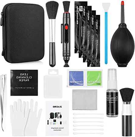 Zacro 49 en 1 Kits Limpieza Cámara Reflex Profesional para Cámaras Réflex y Lente Optica Cámaras Digitales DSLR Rebel EOS,Olympus,Sony Alpha NEX,NX,Carcasa Impermeable Negra