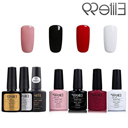 Elite99 Esmalte de Uñas Semipermanente Uñas de Gel UV LED Kit de Manicura 7pcs con Base Coat Top Coat de Brillo y Top Coat de Mate Pintauñas Soak off - Kit 001