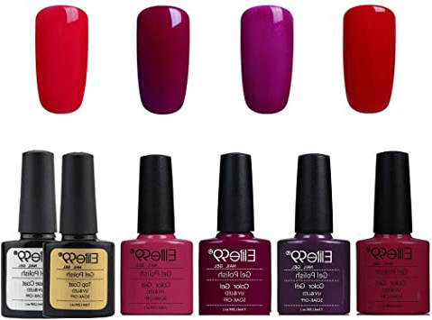 Elite99 Esmalte Semipermanente UV LED 6pcs Kit Uñas de Gel Pintauñas con Base y Top Coat Semipermanente Esmalte de Uñas Soakoff Manicura - 004