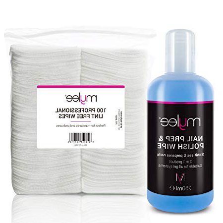 Mylee Kit Gel Limpiador de Residuos Prep & Wipe 250ml + 100 Toallitas de Algodón Sin Pelusa, Cuidado para la Preparación y Acabado de las Uñas, Limpia y Desinfecta la Capa Pegajosa