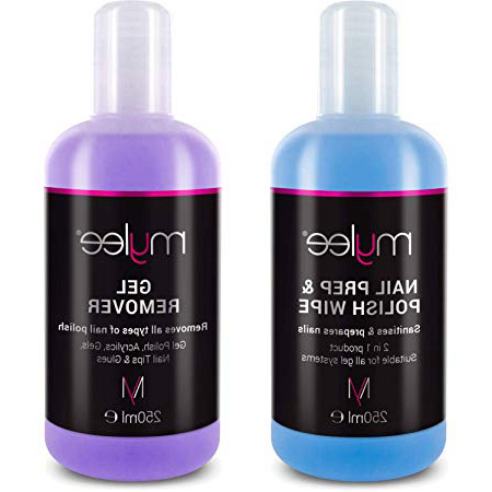 Mylee Toallita Prep & Wipe de Gel Limpiador de Uñas + Acetona Limpiadora y Removedora de Manicura UV LED de 2X250ml