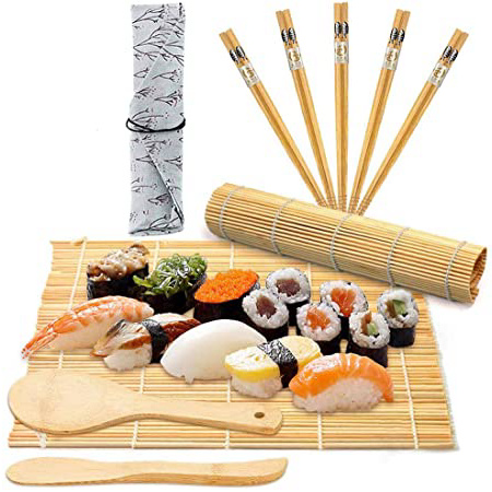 BESTZY 10pcs Kit para Hacer Sushi de Bambú Preparar Sushi Fácil Y Profesional con Este Juego