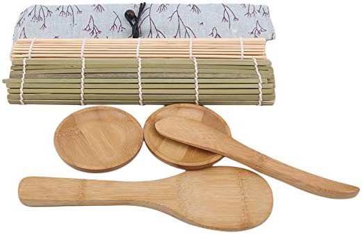 Kingus 6 Piezas Kit para Hacer Sushi, esterillas rodantes, Palillos de arroz, esparcidor de Sushi, Utensilios de Cocina