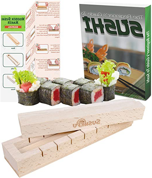 Kit para hacer sushi – Máquina de sushi de madera para principiantes y chefs – Instrucciones completas + eBook incluido.
