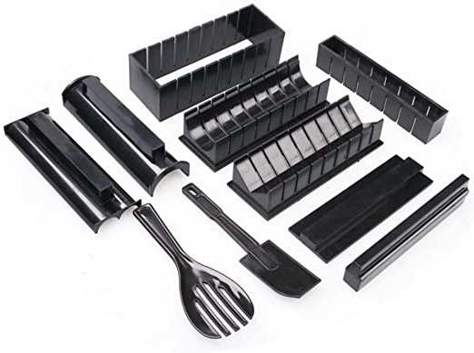 Gcdn Suchi Fabricación de Kit 10pc / Juego Maker Molde Arroz Rollo Molde, 5 Shapes-Triangle,Corazón,Redondo,Pequeño Cuadrado, Grande Plaza. Rollos, Bricolaje Japonés Cuisine en el Hogar