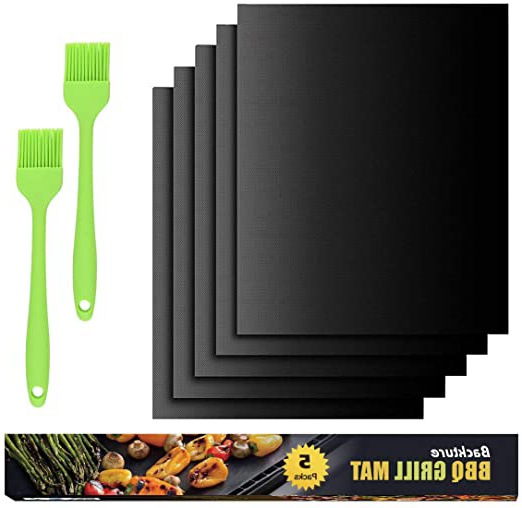 BACKTURE Estera Barbacoa, 5 Piezas 33x40cm Tapete Parrilla Barbacoa Antiadherente y Reutilizable, Esteras Parrilla de Barbacoa Mat para el Horno, Asada y Barbacoa para Carbón, Gas o Eléctrica