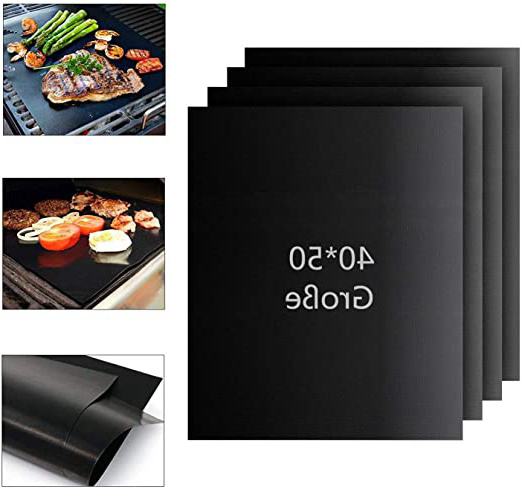 BBQ Mat, Estera de Barbacoa Barbacoa Mat Reutilizable Estera Antiadherente con Acabado de Teflón para Horno - rejilla para parrillas extra grande 50 x 40 cm(Set de 4)