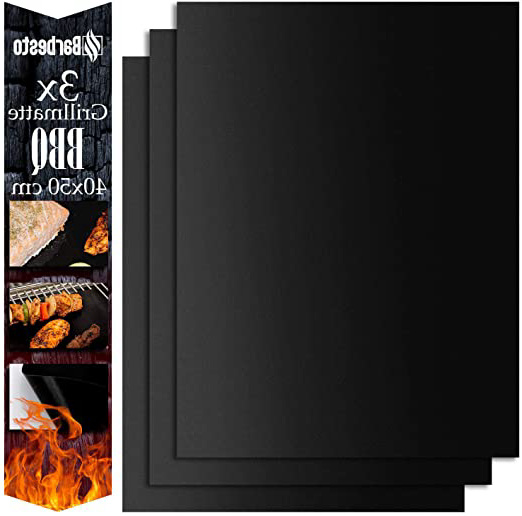 CLP Juego de Esterillas para Barbacoa I Esterillas para Hornear & Asar I Set Esterillas de Silicona I Láminas Esteras Antiadherentes I 40x50 cm (Set de 3)