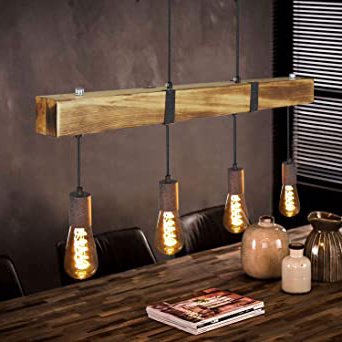 GBLY Lámpara colgante vintage lámpara de mesa de comedor de madera retro con vigas de madera de 80 cm Lámpara de techo ajustable en altura para comedor cocina restaurante, iluminante no incluido