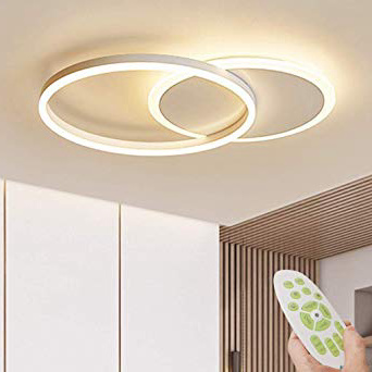 Lámpara de techo LED Lámpara de sala de estar regulable moderna Lámpara de techo de diseño con control remoto Lámpara de techo de moda Minimalista Iluminación de acrílico de metal Dormitorio Cocina Co