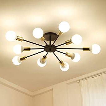 Dellemade Sputnik - Lámpara de araña (10 luces, estilo vintage, para comedor, salón, cocina, oficina, cafetería, restaurante), color negro