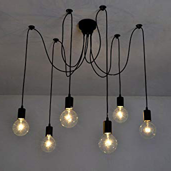 Lixada Luz Lámpara del Techo Candelabro Iluminación Retra Antigua Colgante Clásica Ajustable DIY con 6 Brazos de Araña para Bombilla E27 para Comedor Hotel Etc.(Cada cable 1.7m) (6 Brazos)