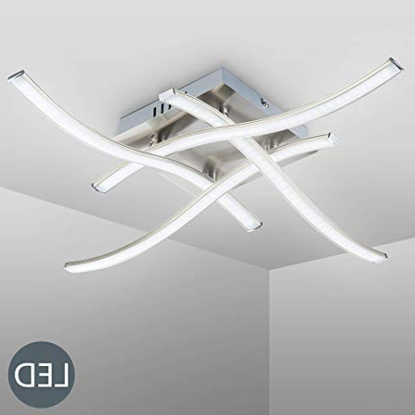 B.K.Licht - Lámpara de techo con 4 placas de luz LED, para interiores, de luz blanca cálida, 3,4W y 350 lúmenes, 3000K, color níquel mate