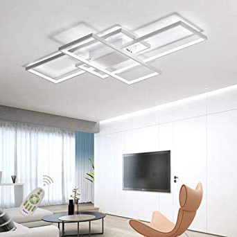 Moderna lámpara LED de techo para salón, regulable, pantalla de acrílico, lámpara de techo de diseño cuadrado, lámpara de comedor con mando a distancia, lámpara de techo, lámpara colgante, cocina