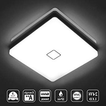 Öuesen LED 24W lámpara de techo resistente al agua moderna LED luz de techo Cuadrado delgada 2050lm Blanco frío 5000K para baño Dormitorio Cocina Sala de estar Comedor Balcón Pasillo