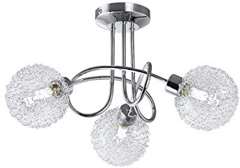Lámpara de techo con 3 x 3,5 W bolas de cristal, luz de techo moderna de metal incl 3 bombillas LED G9 230V, IP20 blanco calido 3000K