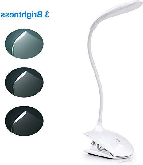 Adoric LED- Luz Lectura Lámpara de Escritorio con Panel Táctil Luz de Libro Recargable y 3 Niveles de Brillo (Blanco)