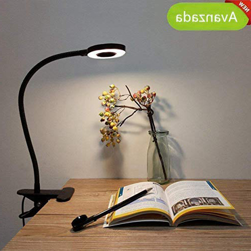 Lámpara de Mesa LED, Lypumso Luz Escritorio con Pinza de Protección Ocular, 2 Modos Ajustables, Blanco Frío/Cálido, 360 °Cuello Flexible, Ahorro de Energía, Negra.