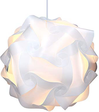 kwmobile Lámpara puzzle DIY 30 piezas - Lámpara de techo blanca con cable de 90CM y fijación E27 - Iluminación y decoración - Tamaño XL