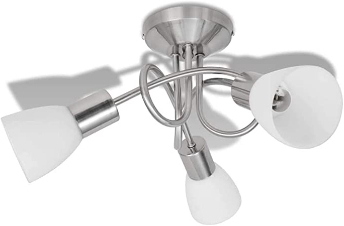 vidaXL Lámpara de Techo Moderna E14 con 3 Tulipas Metal Cristal Gris y Blanca