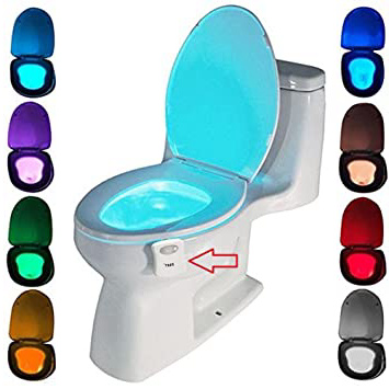 WC luz nocturna, ZSZT LED Luz de Inodoro Luz con Detección de movimiento del sensor automático, 8 Cambio de Color,Funciona con Pilas, para cuartos de baño con niños (Sólo activa en la oscuridad)