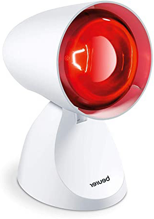 Beurer IL11 - Lámpara por infrarrojos compacta, 100 W, 5 niveles inclinación, alivio para dolores musculares, cervicales, mejora la circulación sanguínea, color blanco