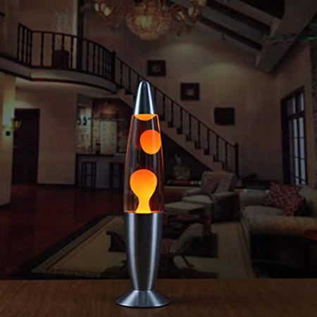 MeterMall Base de Metal Lámpara de Lava de Cera Luz de Noche para decoración de Dormitorio Regulación Europea Cera Naranja