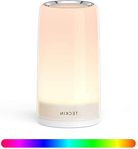 Lampara Mesilla de Noche,Luz Nocturna LED,Lámpara de Mesa,Control Tactil,Regulable,TECKIN Lámpara de Tabla de Decoración con Modo RGB y Luz Blanca Caliente,256 Luces de Color