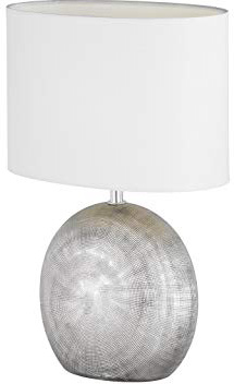 WOFI Lámpara de Mesa E14, 40 W, Plata, 24 x 17 x 37 cm, brillo ajustable;sensor de movimiento, cerámica;tela
