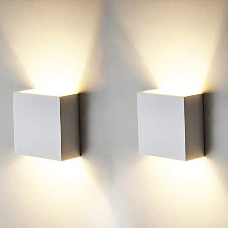 2 PCS 6W LED de pared Arriba abajo Lámpara de pared interior Moderno Aplique de pared Accesorios de iluminación para la sala de estar Dormitorio Baño Cocina Comedor, Blanco cálido