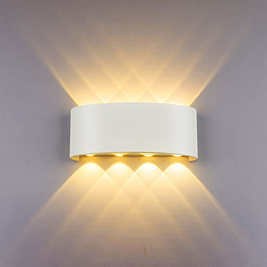 HYDONG LED Apliques de pared Modernos 8W Blanco Lámpara de pared Interior Exterior Impermeable Bañadores de Pared Aluminio Luz para Salón Dormitorio Baño Pasillo (Blanco Cálido)