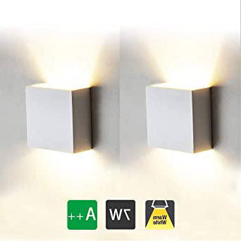 2 Pcs Aplique Pared Interior LED 7W Lámpara de pared Moderna 3000K Blanco Cálido Perfecto para Salon Dormitorio Sala Pasillo Escalera