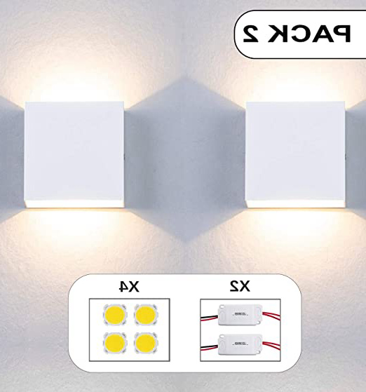 Apliques Pared led Set 2 uds con repuestos de Driver y Leds Forma Cuadrada 6W Aplique Pared Interior Salon Dormitorio pasillos Negocios lampara Pared Color Blanco luz Calida