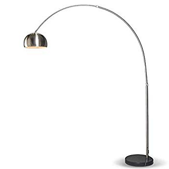 QAZQA Moderno Lámpara de arco moderna de acero ajustable - Grande Acero inoxidable/Mármol Redonda Adecuado para LED Max. 1 x 60 Watt
