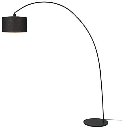 QAZQA Moderno Lámpara de arco moderna negra - Vinossa Textil/Acero Alargada Adecuado para LED Max. 1 x 60 Watt