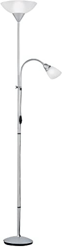 Reality Erzwo - Lámpara de pie con interruptor de cable y pie. Necesarias bombilla superior E27 de máximo 150 W y bombilla en lector E14 de máximo 40W excluidas, atenuación, metal