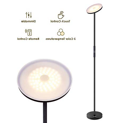 Albrillo LED Lámpara de Pie - Lámpara Táctil de Hierro 20W con Control Remoto, 3 Temperaturas de Color, Regulable sin Escalonamientos, Bajo Consumo, Lámpara Moderna para Salón, Dormitorio y Oficina