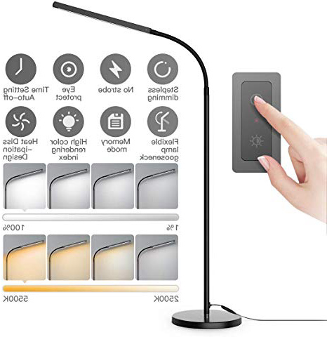 dodocool Lámparas de Pie LED, Exposición 3000K ~ 5500K Lampara de Pie, Tiempo Disponible Hasta 50,000 Horas,Touch Lampara de Pie Salon, 360 °Ajustable,Brillo Múltiple