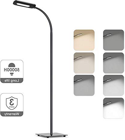 Lámpara de pie,luz de piso LED,lámpara de pie TECKIN de lectura Regulable para el dormitorio de la sala de estar,vida útil larga Luz de piso de control táctil,3temperaturas de color,brillo de 4niveles