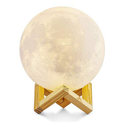 Lámpara de luna en 3D, ALED LIGHT Luna con 15 cm de Diámetro Conexión USB Con 3 Colores a Elegir Luz de Ambiente Perfecta para Dormitorio Salón Café Bar