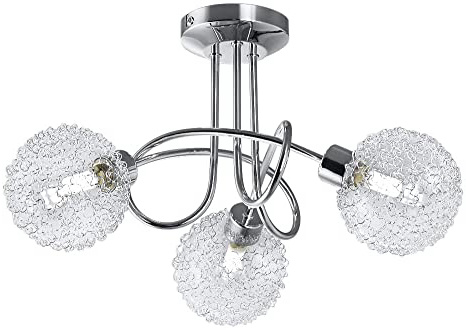 Lámpara de techo con 3 x 3,5 W bolas de cristal, luz de techo moderna de metal incl 3 bombillas LED G9 230V, IP20 blanco calido 3000K