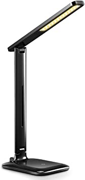 VicTsing Lampara Escritorio 42 LEDs Regulable, Flexo Escritorio LED Flexible con 3 Niveles de Brillo y 3 Modos, Cuidado de Ojos, Control Táctil y Bajo Consumo para Estudio, Oficina u Ordenador, Negro