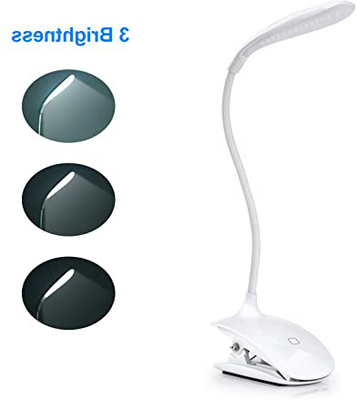 Adoric LED- Luz Lectura Lámpara de Escritorio con Panel Táctil Luz de Libro Recargable y 3 Niveles de Brillo (Blanco)