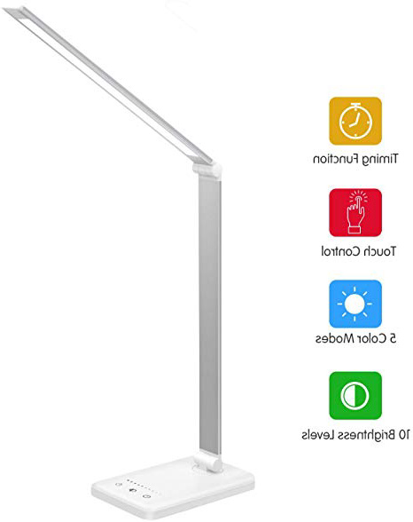 Lámpara Escritorio LED,Lámparas de Mesa USB Regulable Recargable-2000mAh Plegable Luz(5 * 10 Modos de Brillo,Temporizador de 30/60min,Modo de memoria inteligente) Para Leer,Estudiar, Protege a ojos