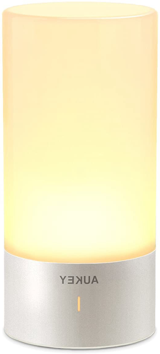 AUKEY Lámpara de Mesa, Regulable Lámpara de Noche de Atmósfera con Sensor de Tacto, Lámpara de Tabla de Decoración con Modo RGB y Luz Blanca Caliente, 256 Luces de Color
